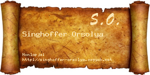 Singhoffer Orsolya névjegykártya